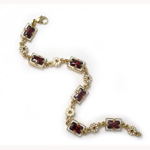 Engelsk Elizabethan armbnd, forgyldt emalje og granat, ca- r 1600