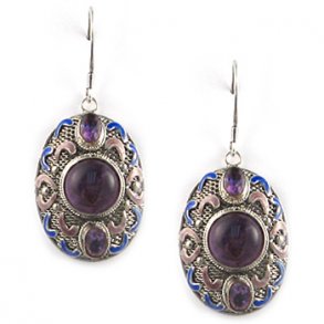 Kinesiske reringe i filigran med ametyst