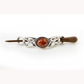 Keltisk h�rsp�nde med rav og knudem�nster